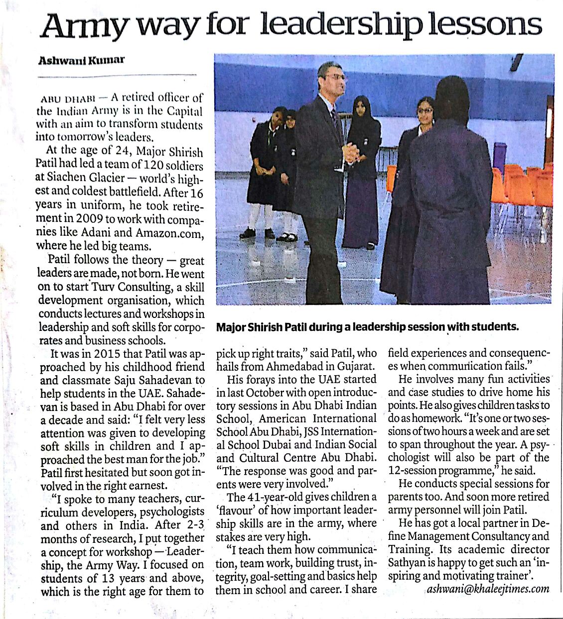 Khaleej Times News Article
